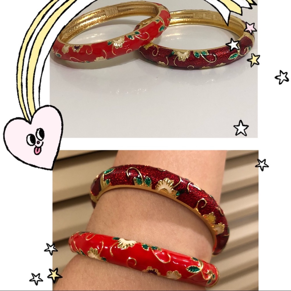 💝💝 NEW Cloisonné Enamel Hinged Bangle Bracelets
